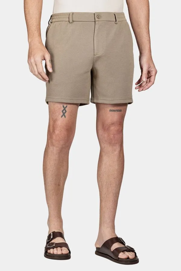 Bermuda Chino Comfort Knit Textura Caqui - 44