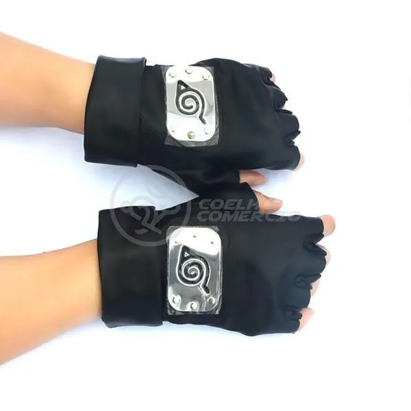 Luvas para Cosplay Kakashi Hatake em Couro 16CM X 14,5CM Par de Luvas Preto Smart Bracelet Luvas para Cosplay Kakashi Hatake em Couro 16CM X 14,5CM Par Preto Smart Bracelet