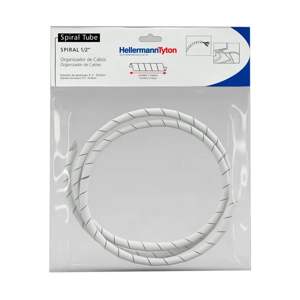 Organizador Cabos Spiraltube 1/2" 2M Branco Hellermanntyton