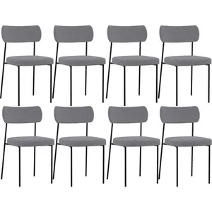 Kit 08 Cadeiras Estofadas Para Sala De Jantar Melina L02 Suede Cinza - Lyam Decor