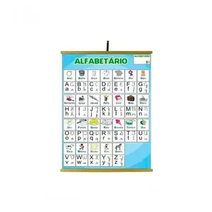 Painel Educativo Alfabetário Sonho de Criança Plastificado com Moldura em Madeira 1200x900mm Painel Educativo Alfabetário Sonho de Criança Plastificado 1200x900mm