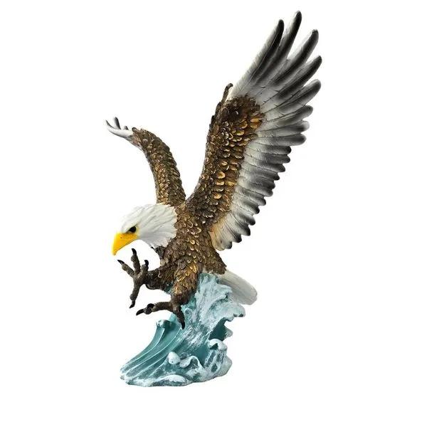 Estátua Decorativa de Águia Posição de Ataque em Resina Realista Marrom Carmella Presentes 40cm Estátua de Águia Posição de Ataque em Resina Marrom para Decoração Carmella Presentes 40cm