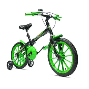 Bicicleta Infantil Aro 16 com Rodinhas e Buzina Verde Freio V-Brake Ravok Bicicleta Infantil Aro 16 com Rodinhas Verde Freio V-Brake Ravok