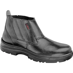 Botina de Couro Preta com Elástico com Biqueira Composite - CONFORTO Botina de Couro de Vaqueta 34 com Elástico BV 52505 - BV 52405 - CONFORTO