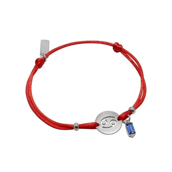 Pulseira de Signo Câncer Vermelha com Zircônia e Aço Vermelho Ajustável