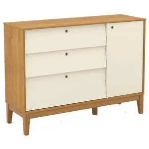 Cômoda Sapateira Unique em MDF com Puxador em Furo Off White para Quarto Infantil 97x132x43.7 Cômoda Sapateira Unique Freijó Off White Eco Wood - Matic