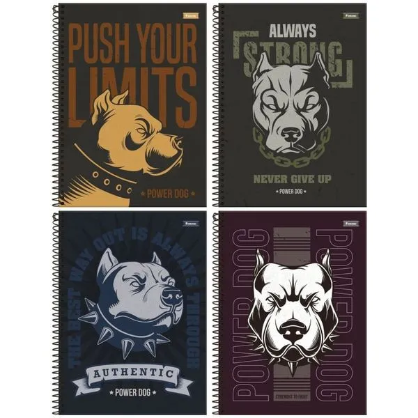 Caderno Espiral Capa Dura Foroni Power Dog com 160 Folhas Pautadas 10 Matérias Formato 200X275MM Branco Caderno Espiral Capa Dura Foroni Power Dog 160 Folhas Pautadas 10 Matérias Formato 200X275MM Branco