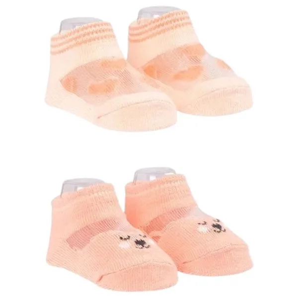 Kit Meia RN Pimpolho Urso E Coração 2 Pares Laranja 22204 (MP)