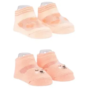 Kit Meia RN Pimpolho Urso E Coração 2 Pares Laranja 22204 (MP)