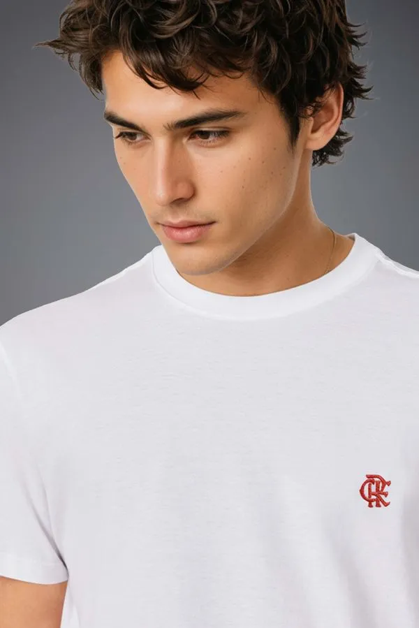 Camiseta Crf Bordado Vermelho Fla Branco - Gg