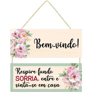 Kit Placas Decorativas Com Corda Bem Vindo Mdf 2 Peças JPL2044 - Nsw