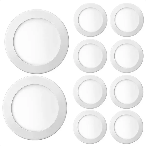 Kit 10 Painéis de LED Redondo Embutir 18W 3000K Amarelo Quente Bivolt Branco Blumenau Iluminação Kit 10 Painéis de LED Redondo Embutir 18W 3000K Amarelo Quente Bivolt Blumenau Iluminação