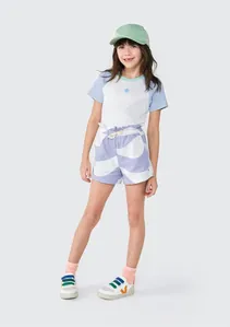 Shorts Básico Infantil Menina Clochard Estampado - Off white 006