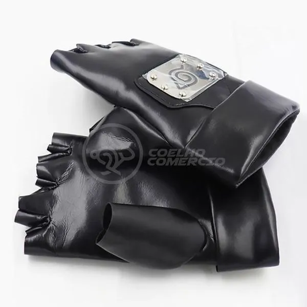 Luva para Cosplay Kakashi Hatake Sensei Ninja em Couro 16CM X 14,5CM Par de Luvas Preto Smart Bracelet Luva para Cosplay Kakashi Hatake Sensei Ninja em Couro Par de Luvas Preto Smart Bracelet
