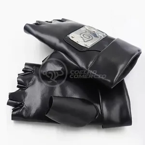 Luva para Cosplay Kakashi Hatake Sensei Ninja em Couro 16CM X 14,5CM Par de Luvas Preto Smart Bracelet Luva para Cosplay Kakashi Hatake Sensei Ninja em Couro Par de Luvas Preto Smart Bracelet