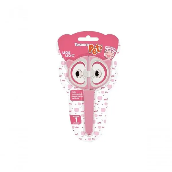 Tesoura Escolar Pets Rosa