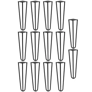 Kit 14 Pés de Metal 30 CM Hairpin Legs Mesa de Canto Rack e Puffs Preto G41