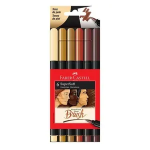 Caneta Hidrográfica Supersoft Brush 150706softtp 6 Cores Tons De Pele - Faber Castell