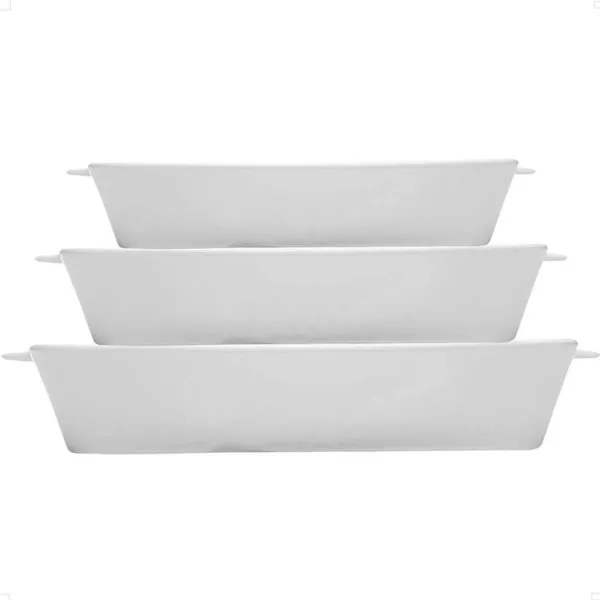 Conjunto 3 Travessas de Porcelana Branca com Alça Refratários Retangulares Basic Lyor