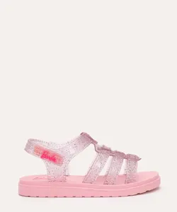 sandália infantil barbie fashionista com glitter grendene rosa 19