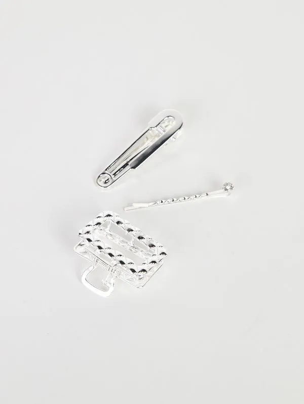 Kit 03 Presilhas de Cabelo PRATA