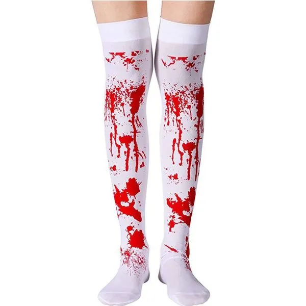 Meia 7-8 Cosplay Halloween Nylon Spandex Tamanho Único Adulto 1 Par Sangue Claro Branco OEM Meia 7-8 Cosplay Halloween Nylon Spandex Tamanho Único Adulto 1 Par Sangue Claro OEM