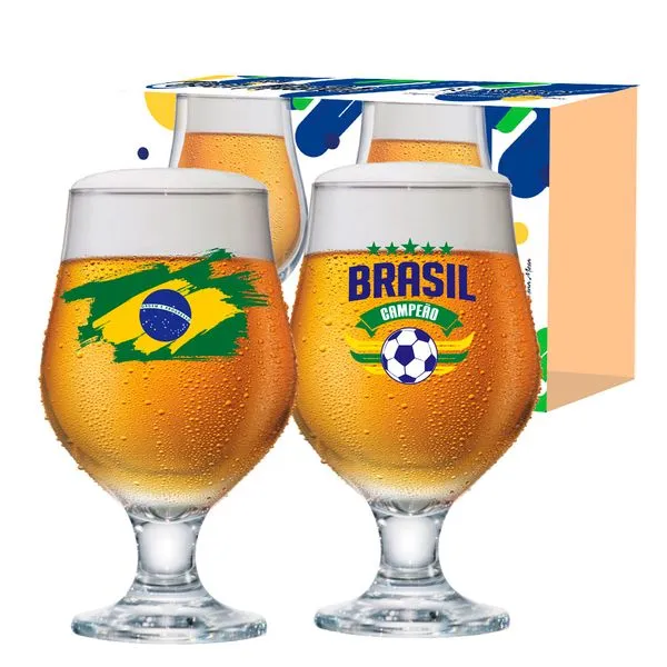 Jogo de Taças Copa do Mundo Beer Master Vidro 2 Peças 380ml 450280586 - Ruvolo