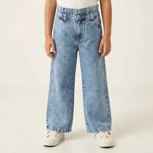 Calça Jeans Wide Leg Infantil Para Menina - AZUL 4
