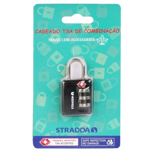 Cadeado TSA com Segredo Stradda PRETO