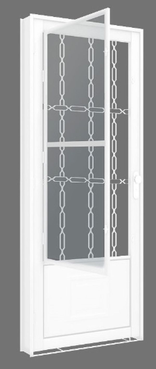Porta de Aço Machado Postigo 134605 85x215x6cm Direita Branco Vidro Boreal Grade Elo