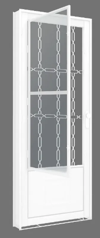 Porta de Aço Machado Postigo 134605 85x215x6cm Direita Branco Vidro Boreal Grade Elo