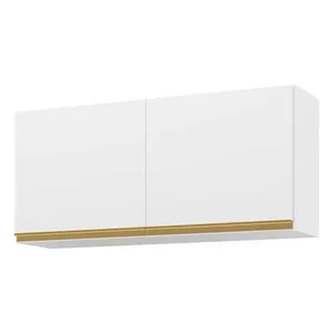 Armário De Cozinha Aéreo 120cm 2 Portas Veneza Multimóveis V3682 Branco/dourado Branco/dourado