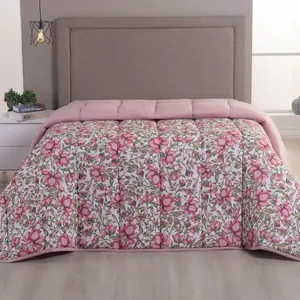 Edredom Queen Luar Super Macio Malha 100% Algodão Dupla Face 01 Peça - Rose Floral