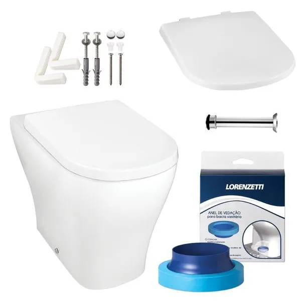 Kit Vaso Sanitário Convencional Loren Class Piso Louça Sanitária Branco com Assento Lorenzetti Kit Vaso Sanitário Loren Class Piso Louça Branco com Assento Lorenzetti