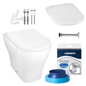 Kit Vaso Sanitário Convencional Loren Class Piso Louça Sanitária Branco com Assento Lorenzetti Kit Vaso Sanitário Loren Class Piso Louça Branco com Assento Lorenzetti