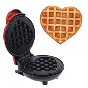 Mini Máquina de Waffle Elétrica Retro Coração Antiaderente Rosa 110V para Lanches Rápidos Mini Máquina de Waffle Elétrica Retro Coração Antiaderente Rosa 110V