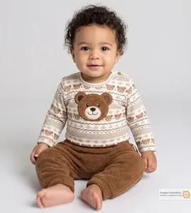Conjunto Body Urso Pelúcia Marrom - P