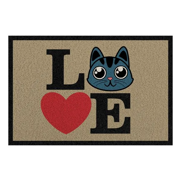 Tapete Capacho Entrada Super Print Love Cat 40x60cm TENSPLCT13ML - Kapazi