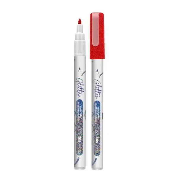 Marcador Multisuperficies Vibes Glitter 1.0 Ponta Triangular Tris Vermelho