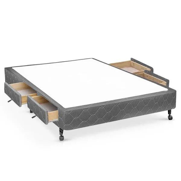 Cama Base c/Aux 4 Gavetas Viúva Castor Poli Gray 128x188x27