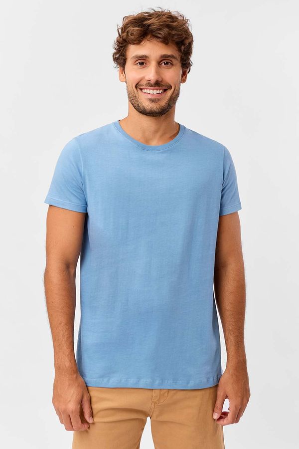 T-Shirt Básica Premium Fit Sem Costura Lateral Azul AZUL/M
