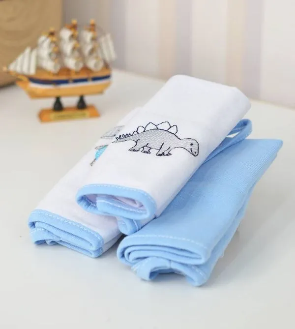 Kit Toalha Boquinha com Prendedor de Chupeta Dino Azul
