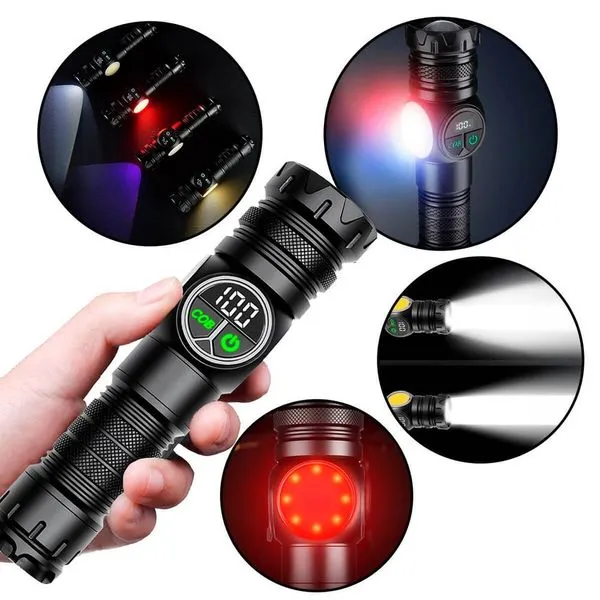Lanterna Tática Magnética Led Recarregável com Base Magnética 800 Lúmens 30W Preto B-Max Lanterna Tática Magnética Led Recarregável com Base Magnética 800 Lúmens Preto B-Max