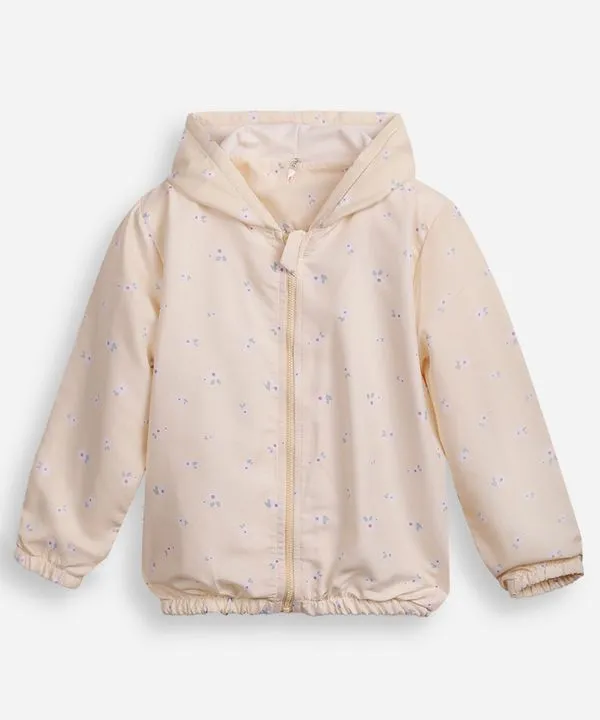 jaqueta corta vento infantil com capuz floral amarela 12