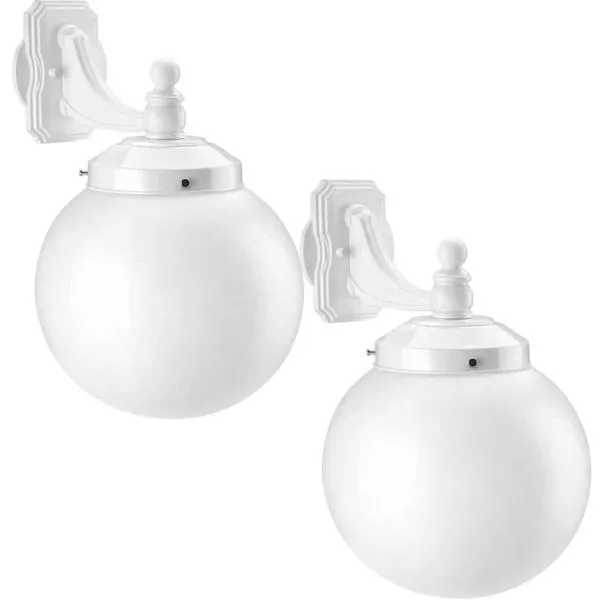 Jogo 2 Arandelas de Parede Globo Leitoso Jardins Luminária E27 Dital