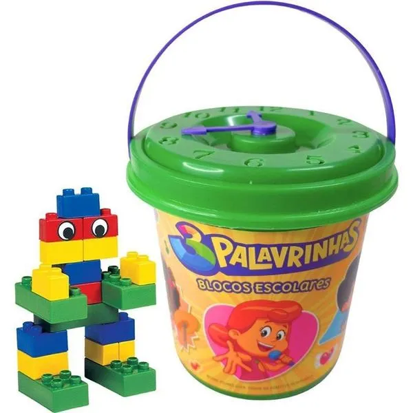Brinquedo de Montar 3 Palavrinhas Balde com Blocos e Relógio Didático Big Star Brinquedos Brinquedo de Montar 3 Palavrinhas Balde com Blocos e Relógio Big Star