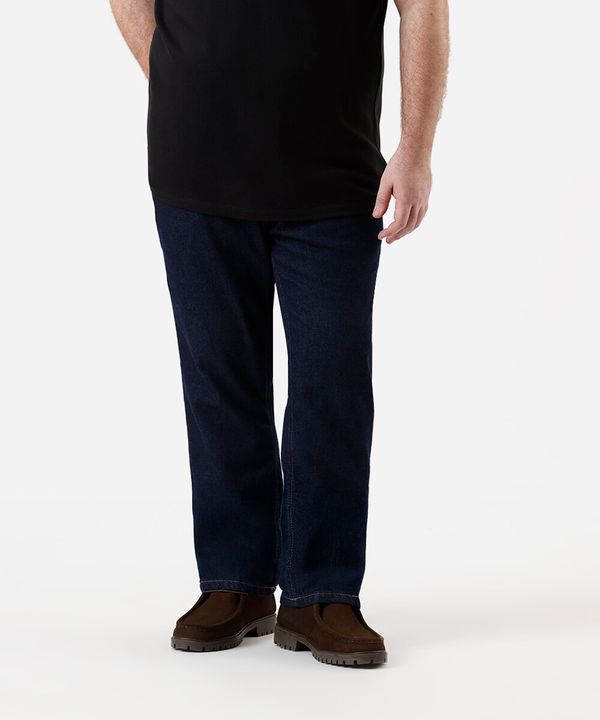 calça reta masculina jeans plus size azul 50