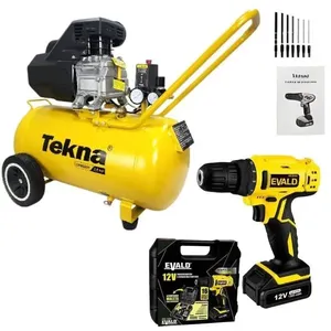 Compressor De Ar 2,5hp 43l 127v Com Parafusadeira 12v Bivolt Com Kit 13 Peças Tekna Evald