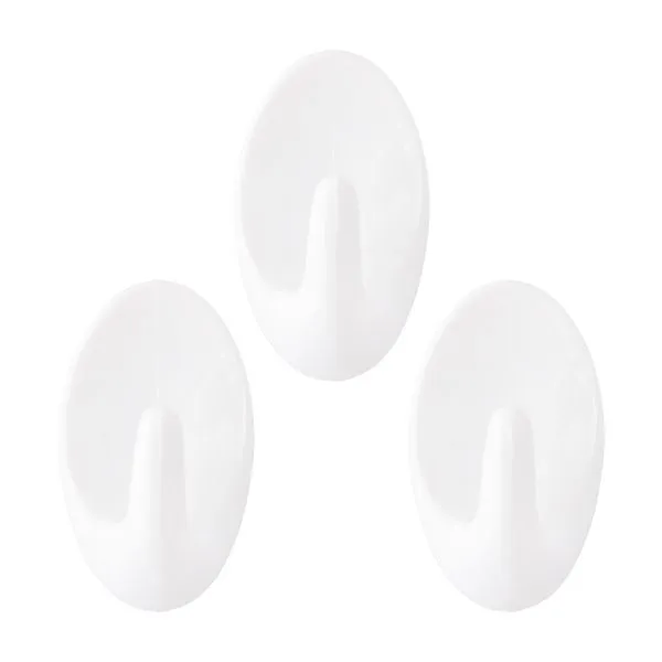 Kit 3 Ganchos Adesivos Suporta Até 2kg Plástico 5,5x2,5cm LM2149/ LM2149AMB - honeyhome