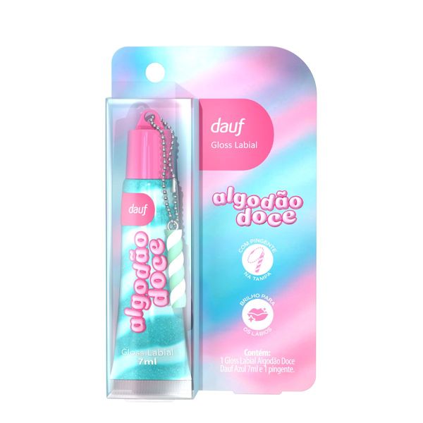 Gloss Labial Dauf Algodão Doce Com Pingente Azul 7ml
